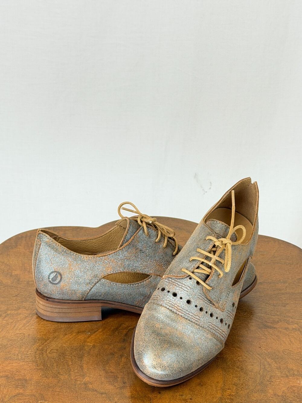 NIB Casta Fargo Lace Up Distressed Leather Loafer Tie Shoe #0358 EU 39